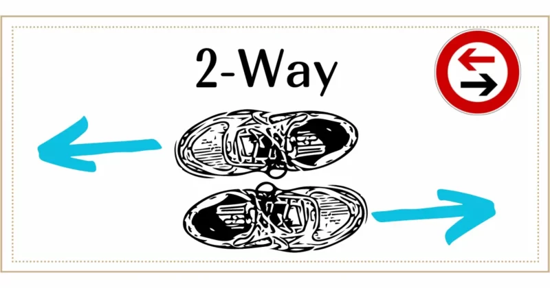 2Way靴が双方向を向いているイラスト