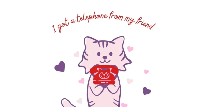 ネコが電話機を持っているイラスト